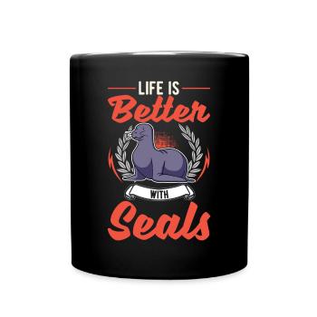 Life is better with a seal seal - Full Colour Mug - black - Front