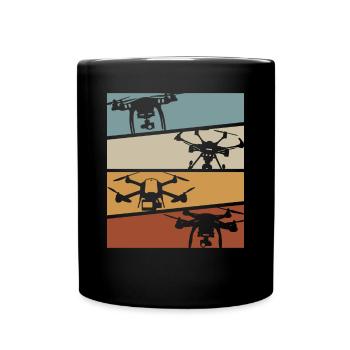 Retro Drone Mulicopter Drone Racing Quadcopter Dro - Full Colour Mug - black - Front