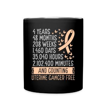 4 Years Uterine Cancer Free Ribbon Movement - Full Colour Mug - black - Front
