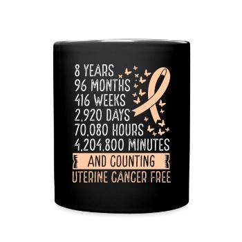 8 Years Uterine Cancer Free Ribbon Movement - Full Colour Mug - black - Front