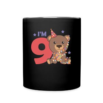 Ninth birthday bear for children 9 years old - Full Colour Mug - black - Front