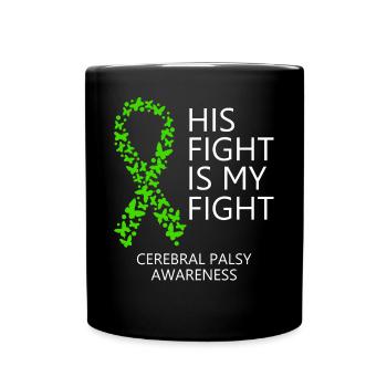 Mois du ruban de paralysie cérébrale Son combat est mon combat - Mug uni - noir - Devant