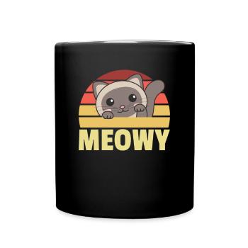 kawaii cat cute manga anime cats retro meowy - Full Colour Mug - black - Front