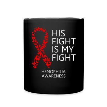 Mois du ruban de l’hémophilie Son combat est mon combat - Mug uni - noir - Devant