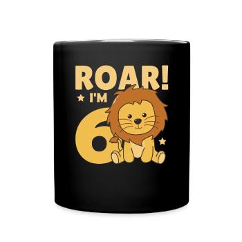 Enfants 6ème anniversaire lion six ans lion - Mug uni - noir - Devant