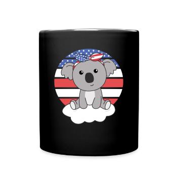 Koala für den vierten Juli amerika Flagge USA - Tasse einfarbig - Schwarz - Vorne