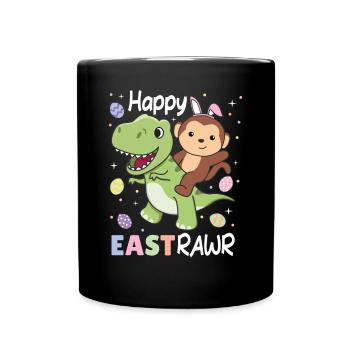 Singe avec T-Rex Pâques Estrawr Jeu de mots de Pâques - Mug uni - noir - Devant