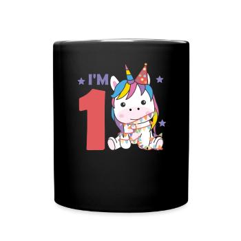 Unicorn for the first birthday for children 1 year - Full Colour Mug - black - Front