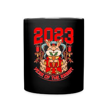 Chinesisches Neujahr 2023 Jahr des Kaninchen-T-Shirts - Tasse einfarbig - Schwarz - Vorne