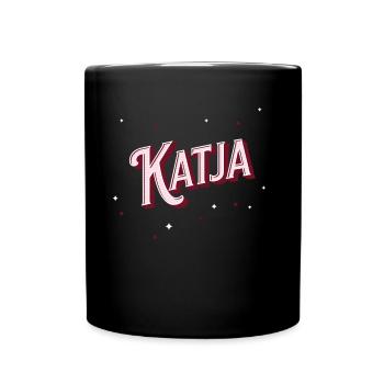 Katja Namen personalisiert - Tasse einfarbig - Schwarz - Vorne