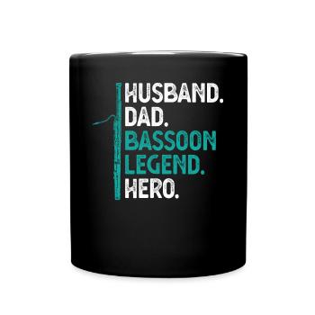 Husband. Dad. Basson Legend. Hero. - Full Colour Mug - black - Front