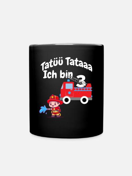 Kinder Feuerwehrmann mit Feuerwehr 3 - Tasse einfarbig - Schwarz