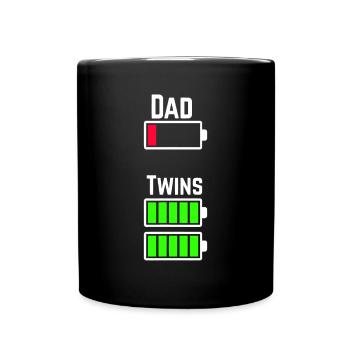Mens Tired Twin Dad Low Battery Charge Full Batter - Full Colour Mug - black - Front