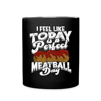 Boulettes de viande mangent des spaghettis cadeau cadeau - Mug uni - noir - Devant
