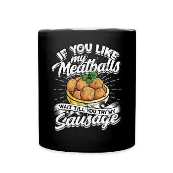 fleischklößchen essen spaghetti geschenk geschenki - Tasse einfarbig - Schwarz - Vorne