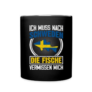 Angelurlaub in Schweden Angeltour Schweden - Tasse einfarbig - Schwarz - Vorne