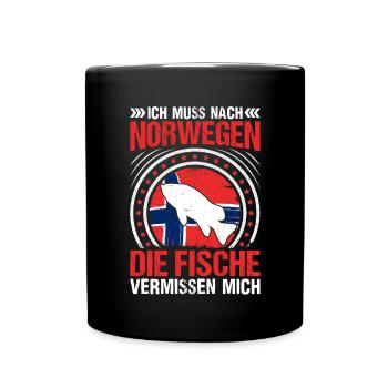 Ich muss nach Norwegen die Fische vermissen mich - Tasse einfarbig - Schwarz - Vorne