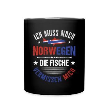 Ich muss nach Norwegen die Fische vermissen mich - Tasse einfarbig - Schwarz - Vorne