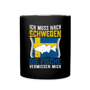 Ich muss nach Schweden Fische vermissen mich - Tasse einfarbig - Schwarz - Vorne
