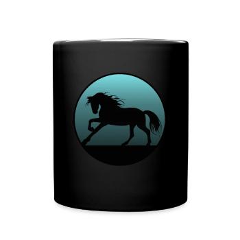 Pferde und Reiten. Reitmode für Pferdefreunde - Tasse einfarbig - Schwarz - Vorne
