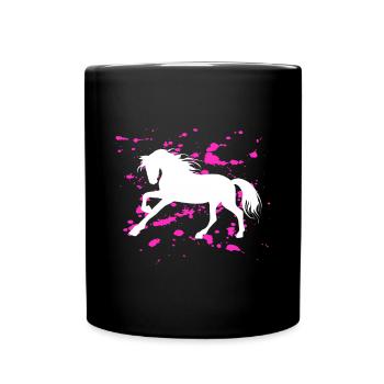 Pferde und Reiten. Reitmode für Pferdefreunde - Tasse einfarbig - Schwarz - Vorne