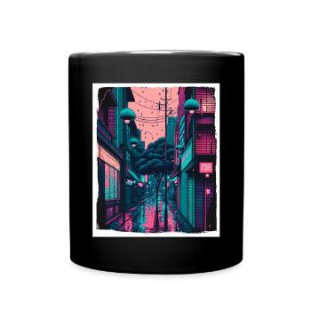 Vaporwave Aestethic Retro Japon Neon Emo Anime - Mug uni - noir - Devant