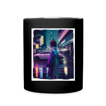 Vaporwave Aestethic Retro Japon Neon Emo Anime - Mug uni - noir - Devant