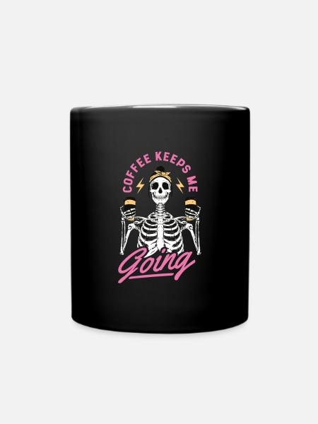 Kaffee - Kaffee keeps me going - Tasse einfarbig - Schwarz