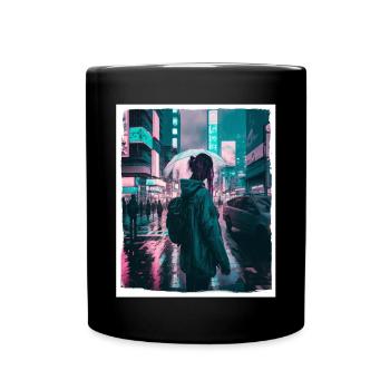 Vaporwave Aestethic Retro Japon Neon Emo Anime - Mug uni - noir - Devant