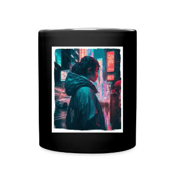 Vaporwave Aestethic Retro Japon Neon Emo Anime - Mug uni - noir - Devant