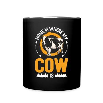 Zuhause ist wo meine Kuh ist Landwirt Bauer - Tasse einfarbig - Schwarz - Vorne