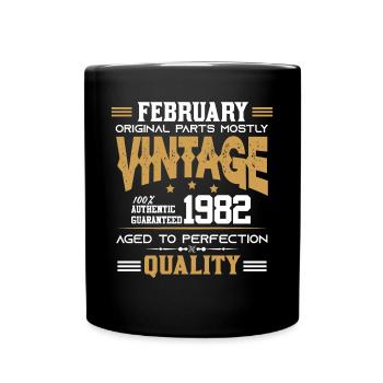 Vintage Aged To Perfection February 1982 - Tasse einfarbig - Schwarz - Vorne