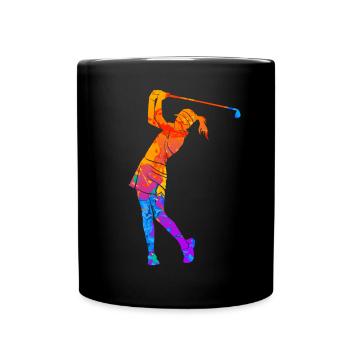Golferin Golfer Golf Frauen Silhouette - Tasse einfarbig - Schwarz - Vorne