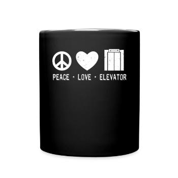 Peace - Love - Elevator - Full Colour Mug - black - Front