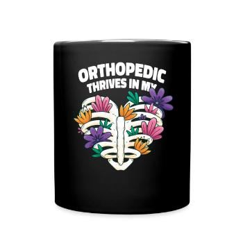Orthopäde Herz Blumenkunst - Tasse einfarbig - Schwarz - Vorne