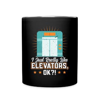 I Just Really Like Elevators - Full Colour Mug - black - Front