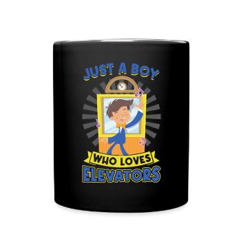 Just A Boy Who Loves Elevators - Full Colour Mug - black - Front