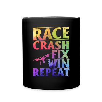 Drone Racing Quadcopter Drone - Race Crash Fix Win - Mug uni - noir - Devant