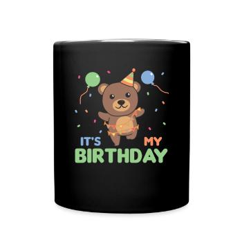 Ours pour l’anniversaire des enfants c’est mon anniversaire - Mug uni - noir - Devant