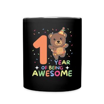 Bear for the 1st birthday for children one year old - Full Colour Mug - black - Front