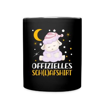 Offizielles Schlafshirt Schaf Pyjama Schlafanzug - Tasse einfarbig - Schwarz - Vorne