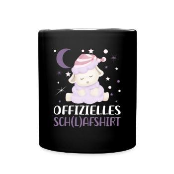 Offizielles Schlafshirt Schaf Pyjama Schlafanzug - Tasse einfarbig - Schwarz - Vorne