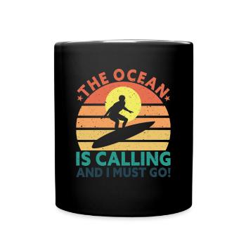 Retro Surfer Surfboard Water Sports Water Surfing - Full Colour Mug - black - Front