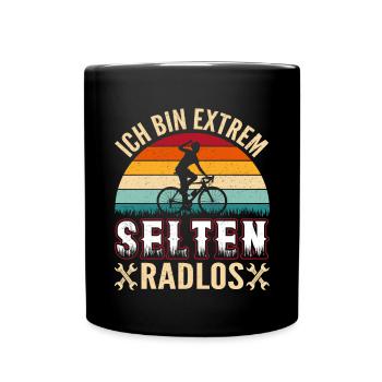 Ich bin extrem selten Radlos Fahrradfahrer - Tasse einfarbig - Schwarz - Vorne