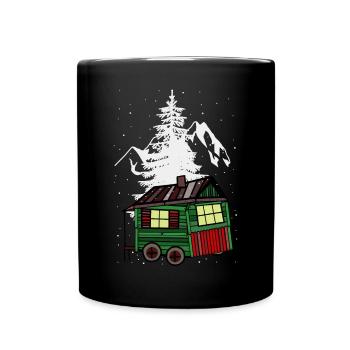 Trailer Xmas Winter Nature Mountain Mountain Alps - Full Colour Mug - black - Front