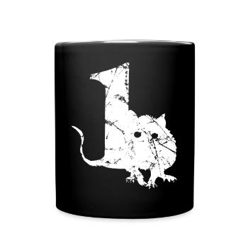 PUNKROCK rats nr. 1 - used look - Maus - Ratte - Tasse einfarbig - Schwarz - Vorne