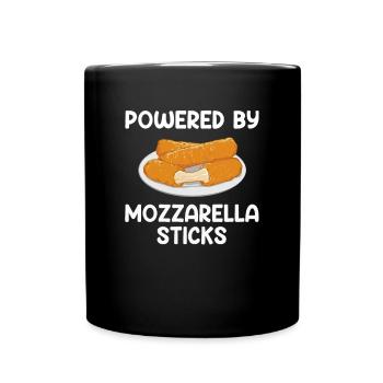 Powered by Mozzarella Sticks, Mozzarella Sticks - Tasse einfarbig - Schwarz - Vorne
