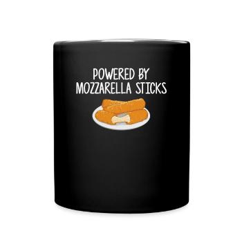 Powered by Mozzarella Sticks, Mozzarella Sticks - Tasse einfarbig - Schwarz - Vorne