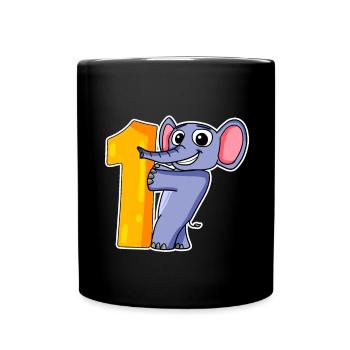 1 an - inscription à l’école - motif éléphant - Mug uni - noir - Devant