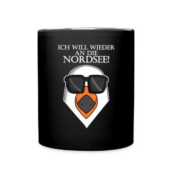Nordsee Plattdeutsch Spruch Moin Möwe - Tasse einfarbig - Schwarz - Vorne